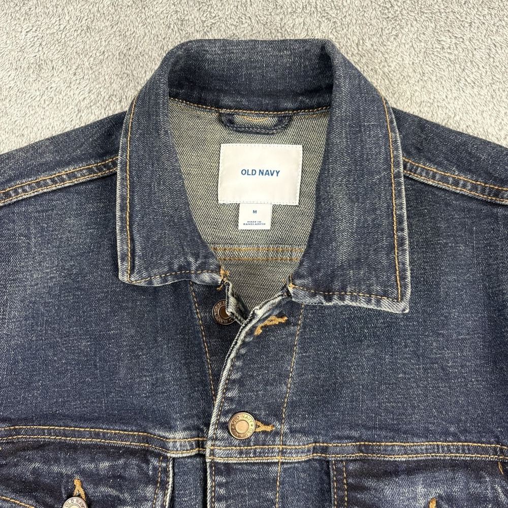 Old Navy Jean Jacket Men's Medium Drak Wash Stretch Heavy Thick